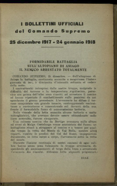 Il diario della nostra guerra : bollettini ufficiali dell'esercito e della marina